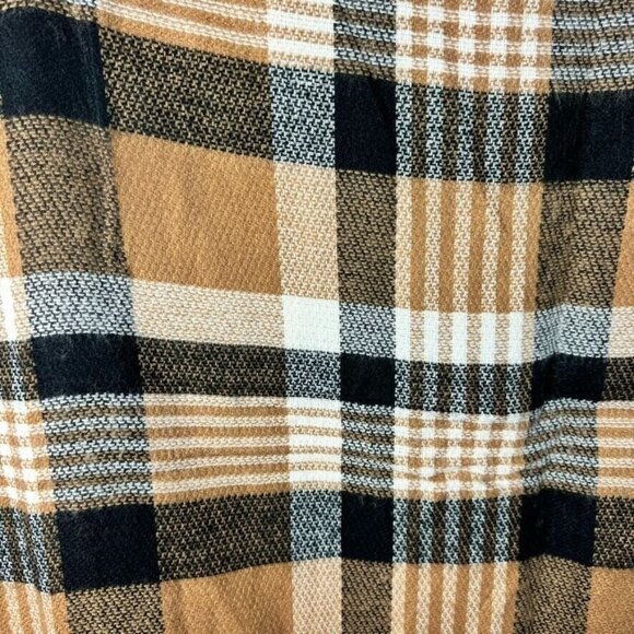 Modcloth Plaid Blanket Scarf Neutral Fall Autumn Rustic Camel Black White - Picture 7 of 9